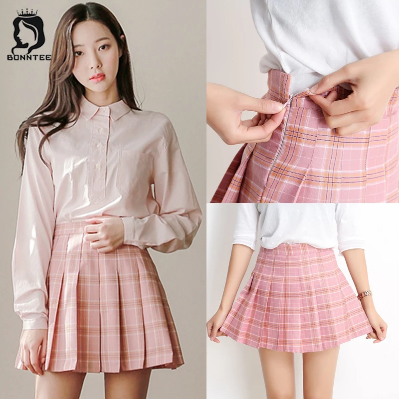 Летние модные женские туфли плиссированные юбки Для женщин s плед сладкий Высокая Талия Женская юбка женщин Повседневное корейский стиль школьников Chic