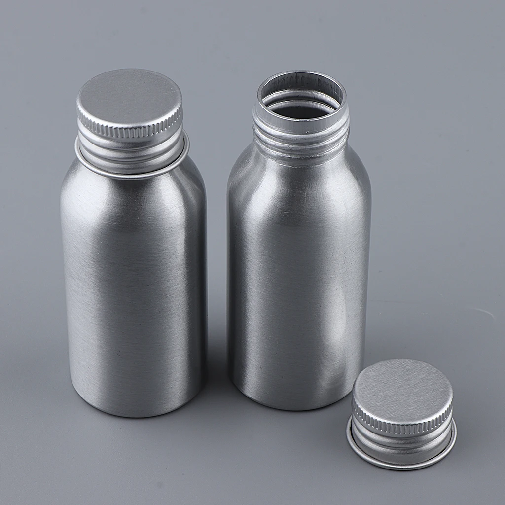 Pack 0of 2 Aluminum Bottle & Wide Mouth & Lids for Powders,Tea,Spice,Pills