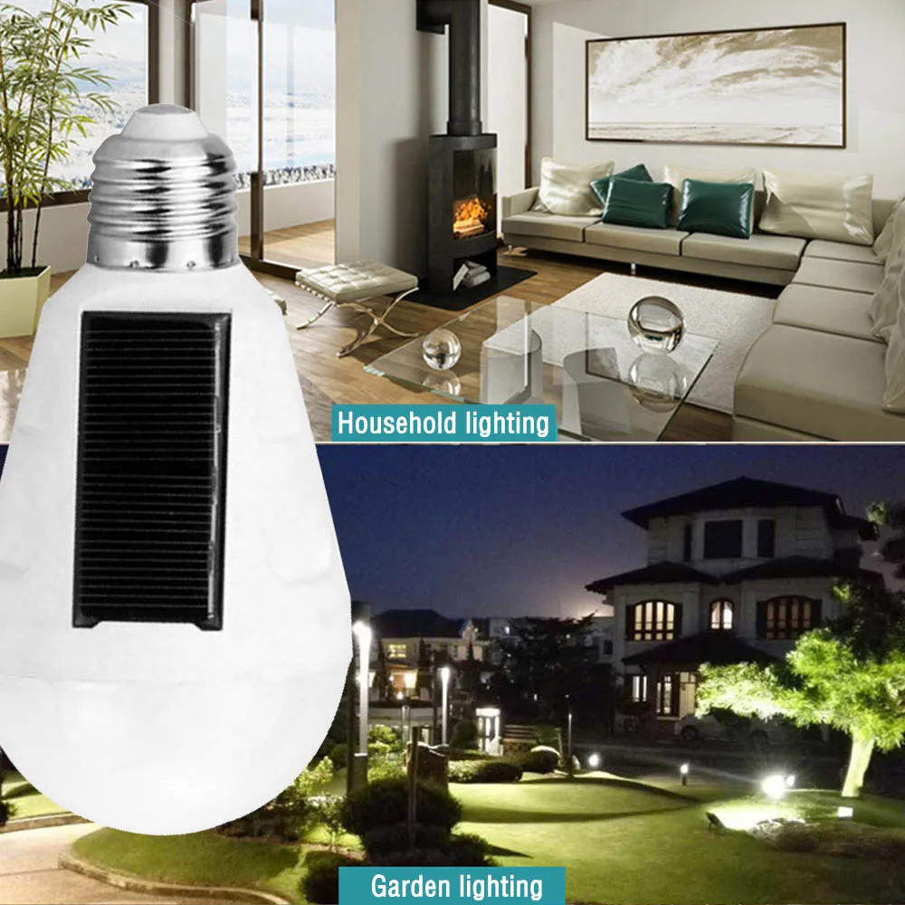 

1Pc Solar Powered Bulb Rechargeable E27 7W LED Portable Camping Tent Touch Light Emergency Energy Lamp With Hook 220V/85V-265V