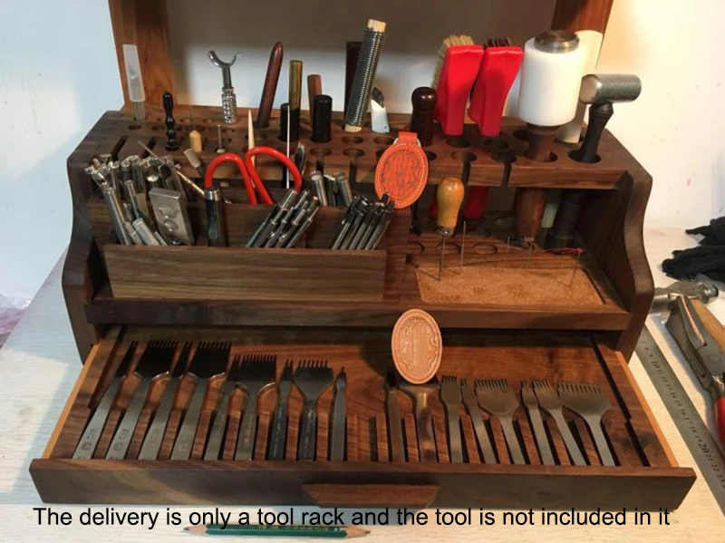 Black Walnut Wood Leather Diy Tool Storage Tool Box In
