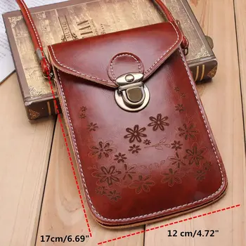 

New Women Flower Pattern Design Vintage Wallet Purse Leather Coin Cell Phone Mobile Mini Cross-body Shoulder Bag