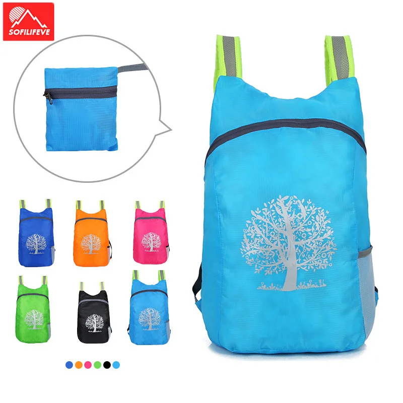 

90g Portable Backpack Women Folding Bag Men Ultra Light Bag 15L Capacity Tree Printing Bags Hiking Camping Bag Outdoor Backpacks