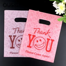 50 шт./лот пластиковые подарочные пакеты с милым принтом благодарности, вечерние мини-пакеты для ювелирных изделий, подарочная упаковка для покупок