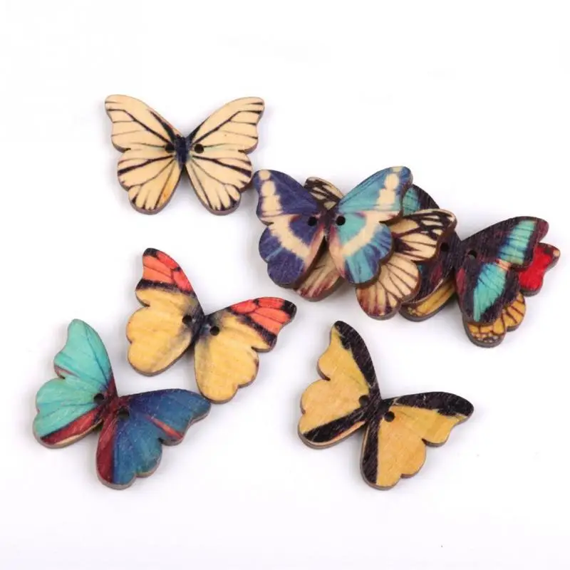 

50PCS Colorful butterfly pattern wooden DIY Children table bottle wall pictures home decora rustic wedding baby shower favor
