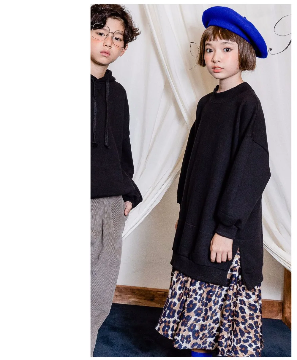 leopard print patchwork fleece children dresses for girls long sleeve solid loose winter dress baby clothing new 2018 kids dress (7)