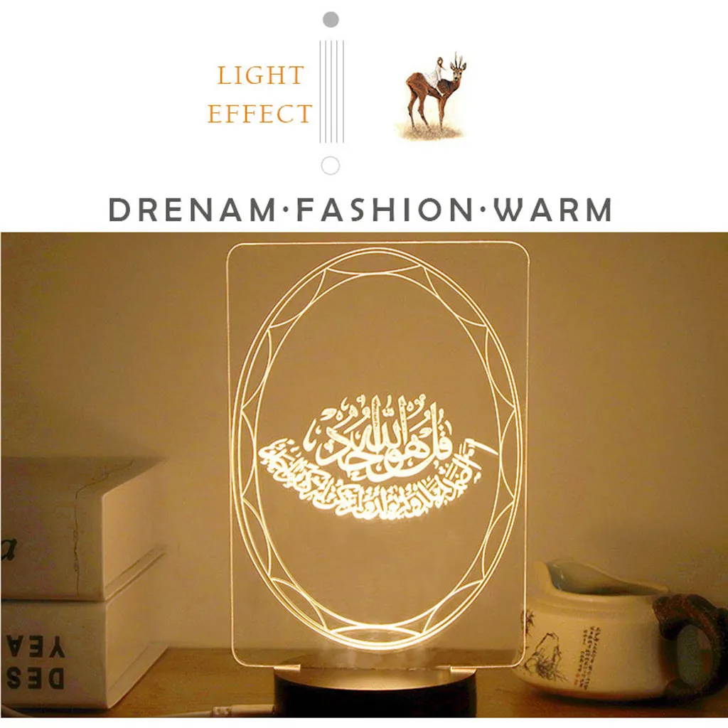 

Loyalty chapter Style Muslim Ramadan 3D Night Light Table Desk Lamp Light USB Bedroom Child 0.5W 3D Acryli Night Light