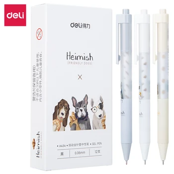 

Deli 3pcs cute puppy Gel pen 0.35mm for students writing Black ink quality gel pen Office supplies Stationery kawaii dog gel pen
