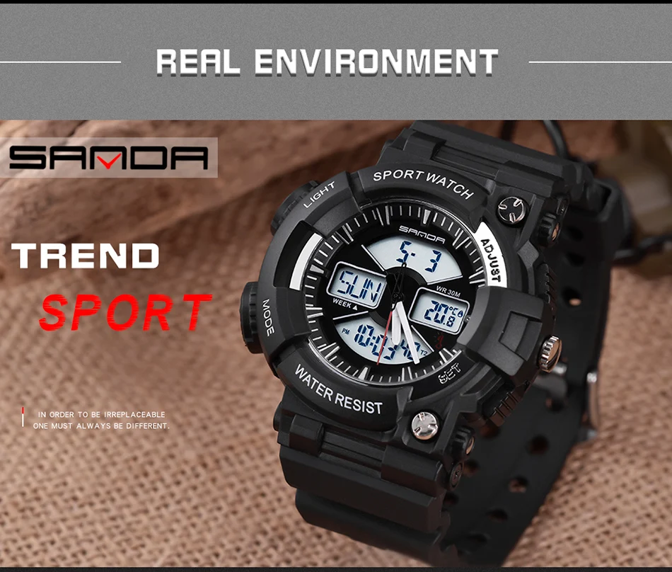 SANDA Модные Военные часы мужские водонепроницаемые спортивные часы s Shock светодиодный Электронные наручные часы Relogio Masculino