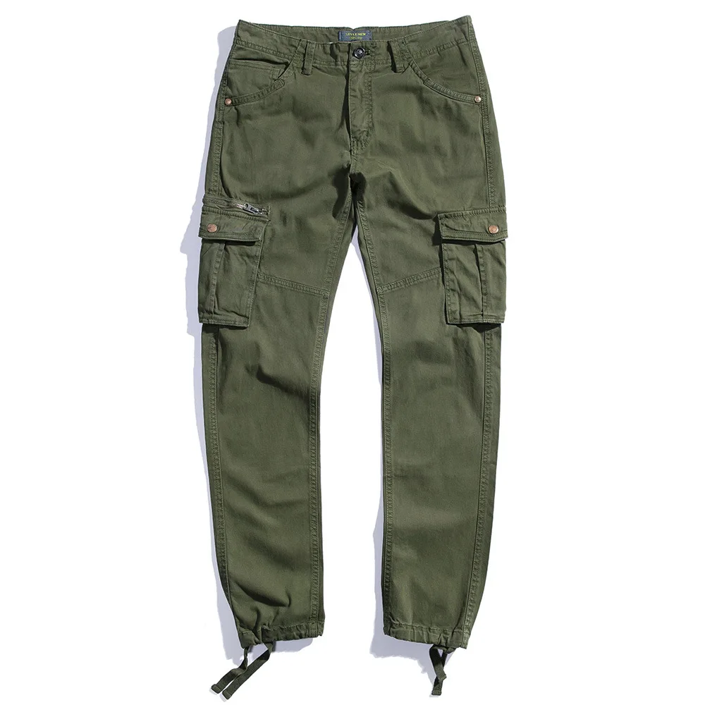 Весенние мужские брюки карго, японский стиль, брюки на молнии, высокое качество, Мужские штаны для бега, военные хлопковые брюки, Мужская брендовая одежда - Цвет: Army green