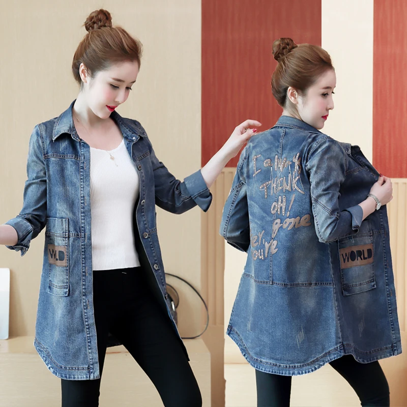 

2019 spring and autumn new women's fashion slim slimming casual denim jacket