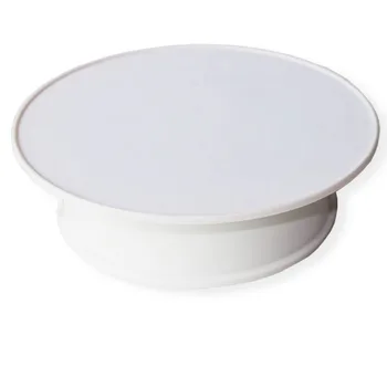 

White Velvet Top Motorized 360 Degree Jewelry Display Stand By Battery Rotation