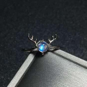 

DS Natural Moonstone Antler Shape Ring Quartz Crystal Ring Reiki Healing Crystal Stone Lover Wedding Jewelry Party Gift