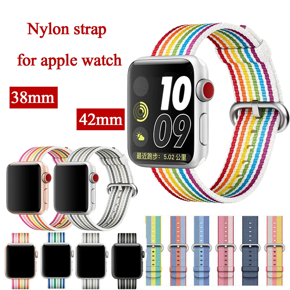 Ткали нейлоновый ремешок для Apple Watch группа 42 мм 38 iwatch серии 3/2/1 Замена запястье