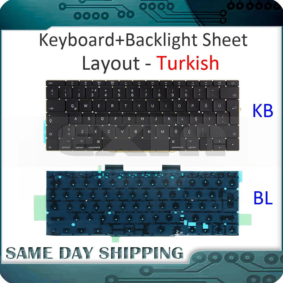 

New for Macbook Pro 13.3" Retina A1708 2016 2017 Turkish Turkey Keyboard with Backlit Backlight EMC 2978 EMC 3164 MLL42 MPXQ2