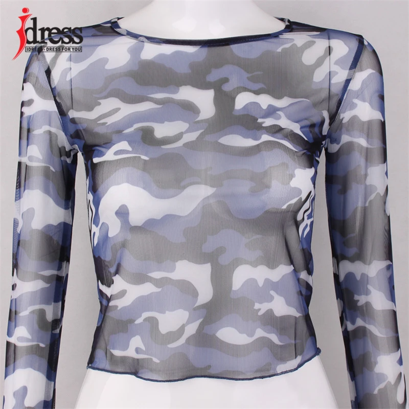 Hambelela Female Clothing Camouflage T-shirt Cape Top Summer Tops O Neck Long Sleeve Blusas Sexy Sheer Womens Tops and Blouses (10)