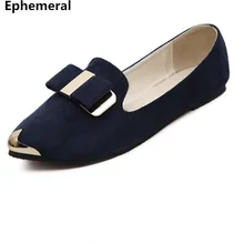 Для женщин обувь на плоской подошве дышащие слипоны с острым носком с блестками и бантом Мокасины Весна большой размер 41 40 синий Вино черный Новая мода