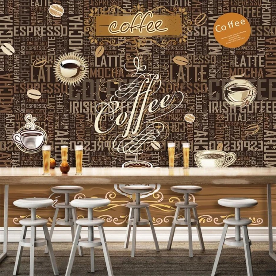 cheap beibehang Custom wallpaper 3d mural hand painted retro coffee shop personality restaurant sofa background wall papers home decor