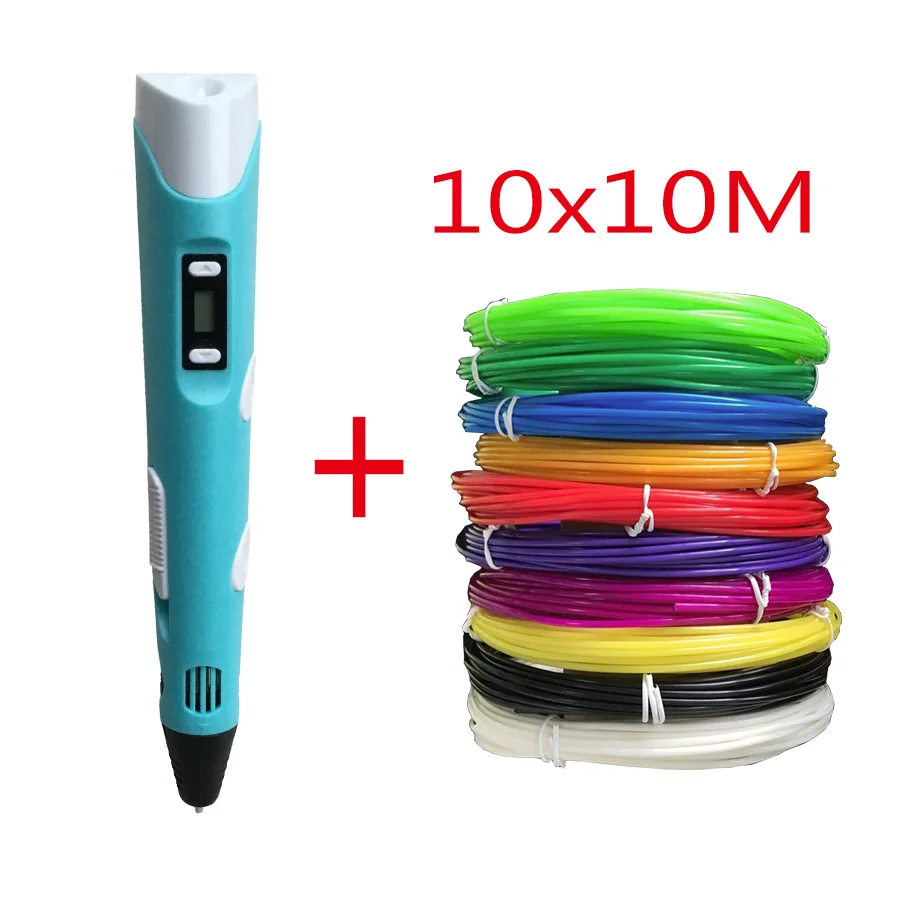 with 100m filament ABS PLA DIY 3D Printing Pen LED LCD Screen 3D Pen Painting Pen