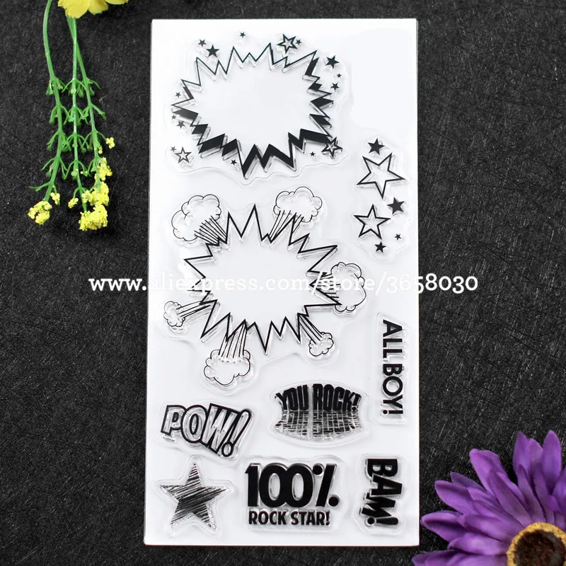 POW ALL BOY ROCK STAR BAM YOU альбом для скрапбукинга DIY фото открытки резиновая деталь
