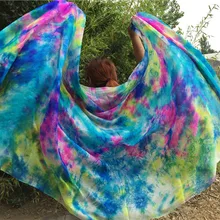 250*114 см чистый шелк вуаль танец живота ручная окрашенная шарф для танцовщицы живота Красочные шарфы для взрослых Фиолетовый Зеленый Синий