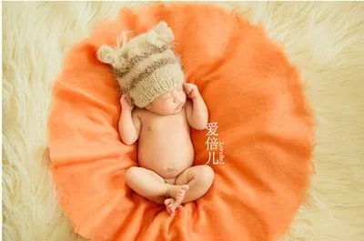 Новорожденный фотографии Искусственного Меха Одеяло Корзина Писака Монголии Меховой Фотографии Реквизит Новорожденных Фотографии