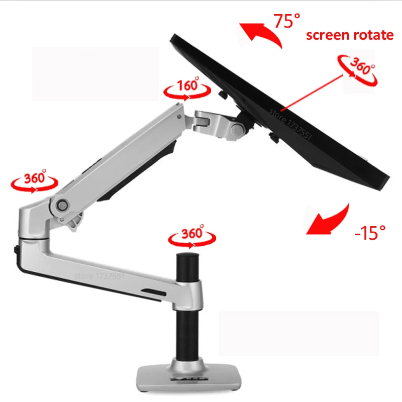 DL-8012 ЖК-экран Настольный полный движения 17-3" монитор Стенд механический пружинный кронштейн алюминиевый монитор Поддержка загрузки 10 кг