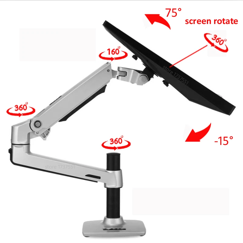 Suporte de Monitor Braço de Mola Suporte de Alumínio Tela Desktop Movimento Completo 17-32 Mecânico Monitor Carregamento 10kgs Dl-8012 Lcd - Image 4