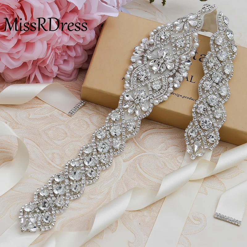 MissRDress Bridal Belt Wedding Belt Elegant Rhinestones Diamond Bridal Sash For Wedding Dress Accessories easy pearl belt JK829