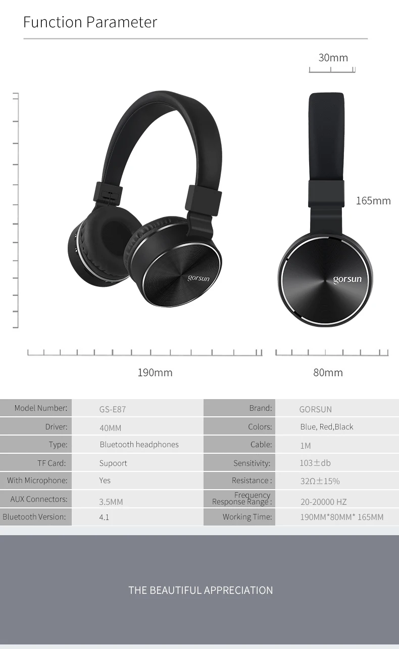 Bluetooth беспроводные наушники, складные наушники, беспроводная гарнитура Bluetooth 4,1 с микрофоном для телефонов Gorsun E87