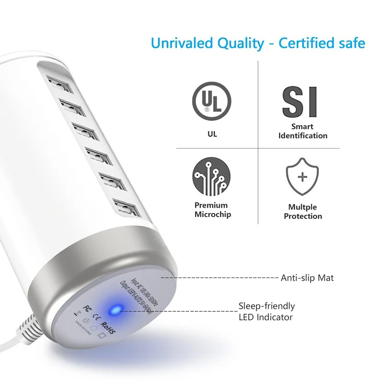 متعددة الوظائف 6 منافذ usb محطة الإرساء شاحن سطح المكتب مع 5 فولت/6a السريع ل فون باد سامسونج xiaomi اللوحي متعددة الوظائف 6 منافذ usb محطة الإرساء شاحن سطح المكتب مع 5 فولت/6a السريع ل فون باد سامسونج xiaomi اللوحي