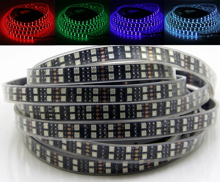 Новая Черная Светодиодная лента PCB RGB 5050 двухрядная черная печатная плата IP67