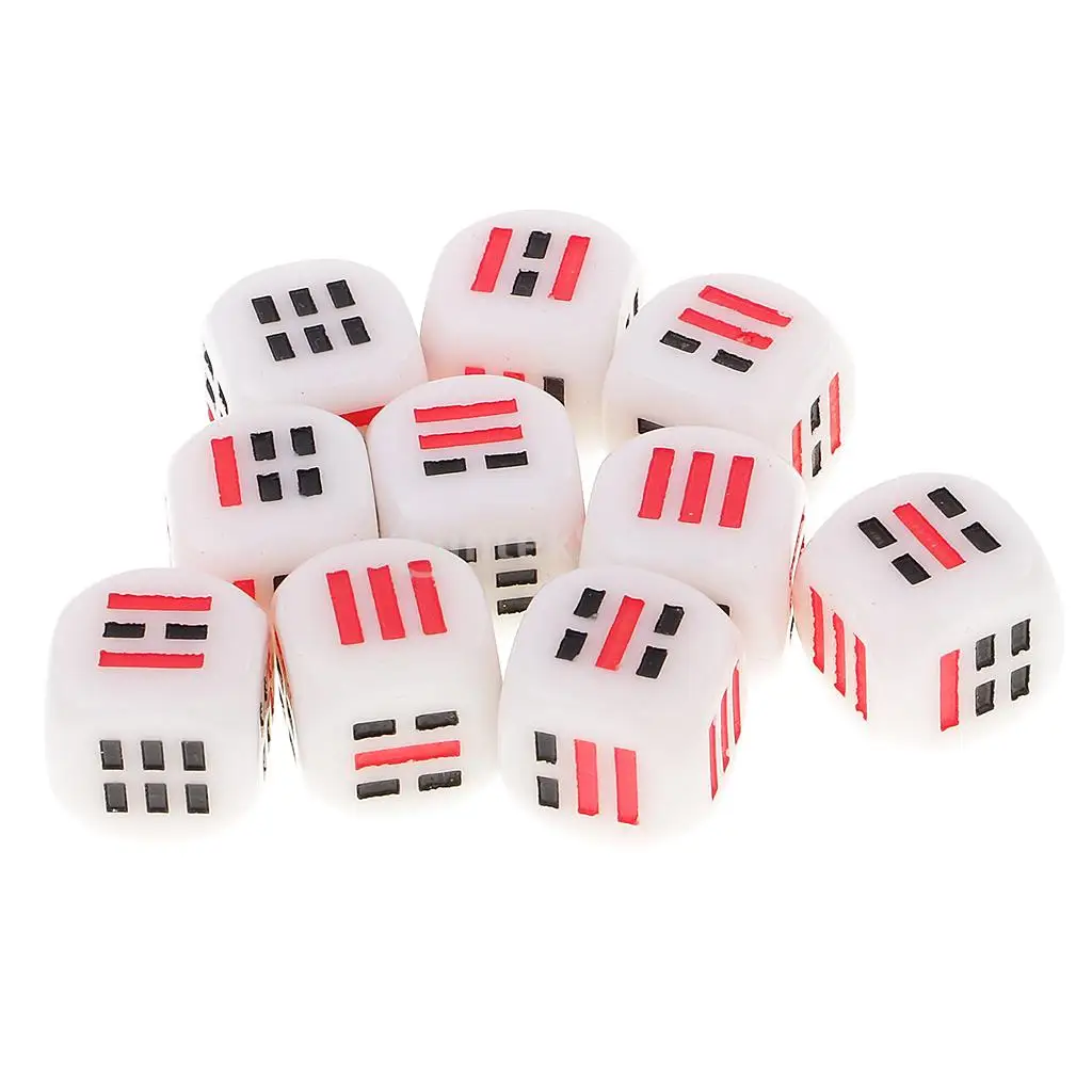 10Pcs D6 Dices For Guess Divination Eight Trigrams