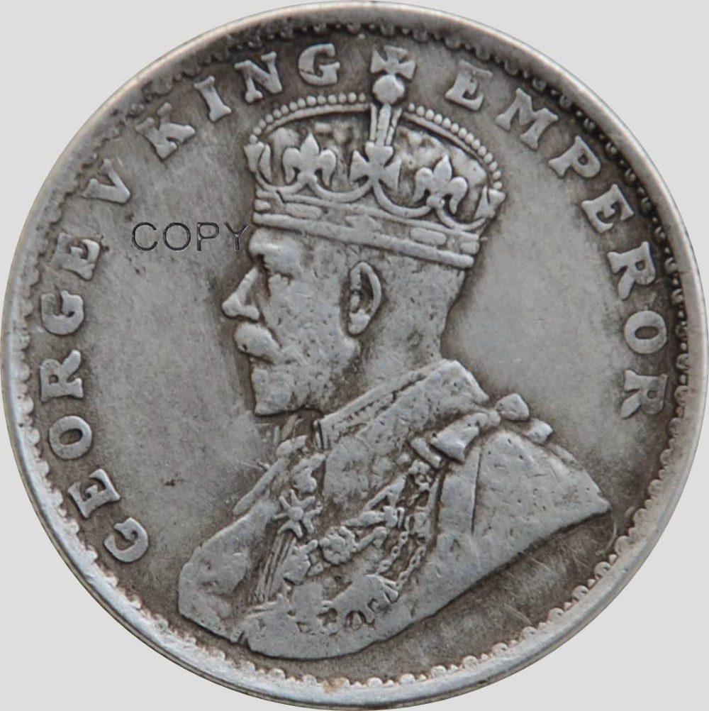 

East India GEORGE V KING EMPEROR 1915 ONE RUPEE Brass Silver Plated Copy Coins