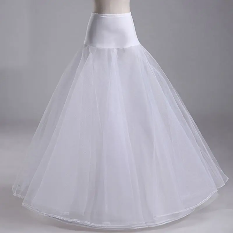 Женский Белый 1 обруч A Line Двухслойная юбка для невесты свадебное платье, эластичный пояс винтажное кружево нижнее белье кринолин