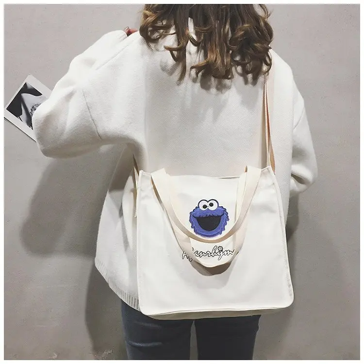 

Foldable Canvas Tote Large Capacity Women Shopping Bag Ladies Daily Use Handbags Casual Beach Bag Tote