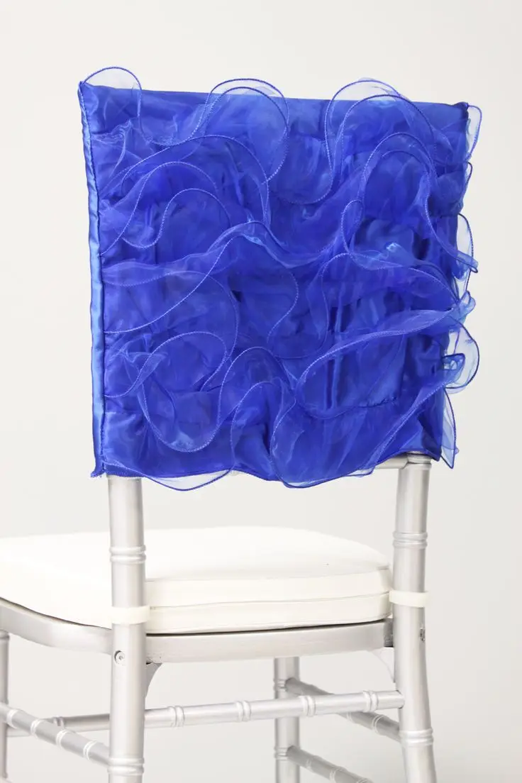 free shipping royal blue organza chair cover for weddings chiavari