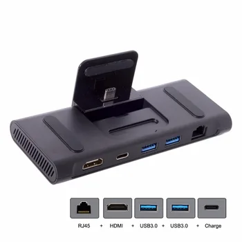 

Xiwai USB 3.1 Type-C USB-C Dock Station to HDMI & Two 3.0 Hub & Ethernet & Power For S8 S9 Mate10 P20