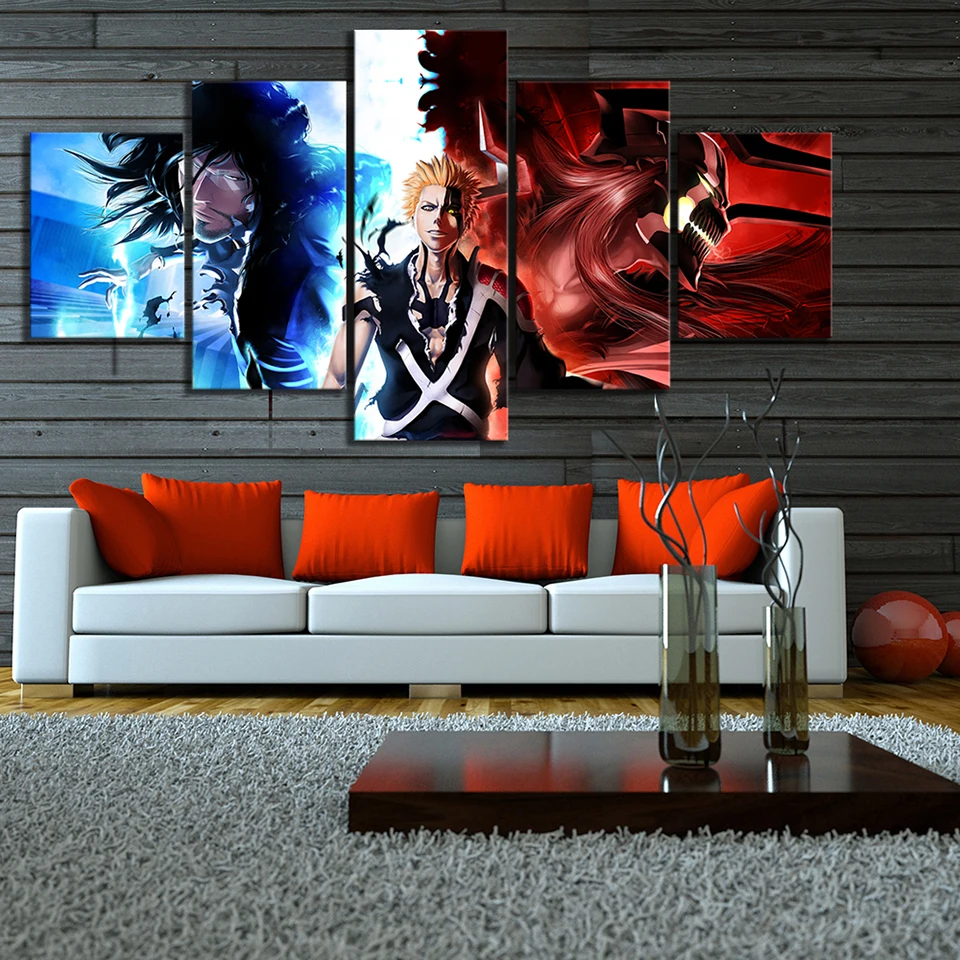 Wall Artwork Canvas Paintings 5 Pieces Bleach Pictures Anime Prints Home Poster Hang For Baby Room Decoration Modular Frame