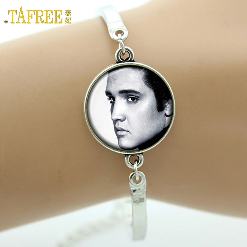 

TAFREE Brand Glass cabochon Elvis Presley bracelet Edgar Allan Poe Austen charm jewelry Teen Wolf Tyler Posey bracelet B066