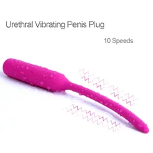 Men Masturbator Dildo Penis Plug Urethral Vibrator Male Catheter Sex Toys for Men Silicone 10 Speeds Men G Spot Masturbator