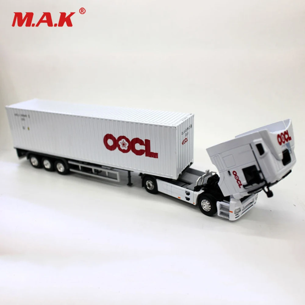 

1/50 OOCL Diecast Container Truck Alloy Transport Car Vehicles Lorry White Model Toys for Fans Boys Children Collection Gift