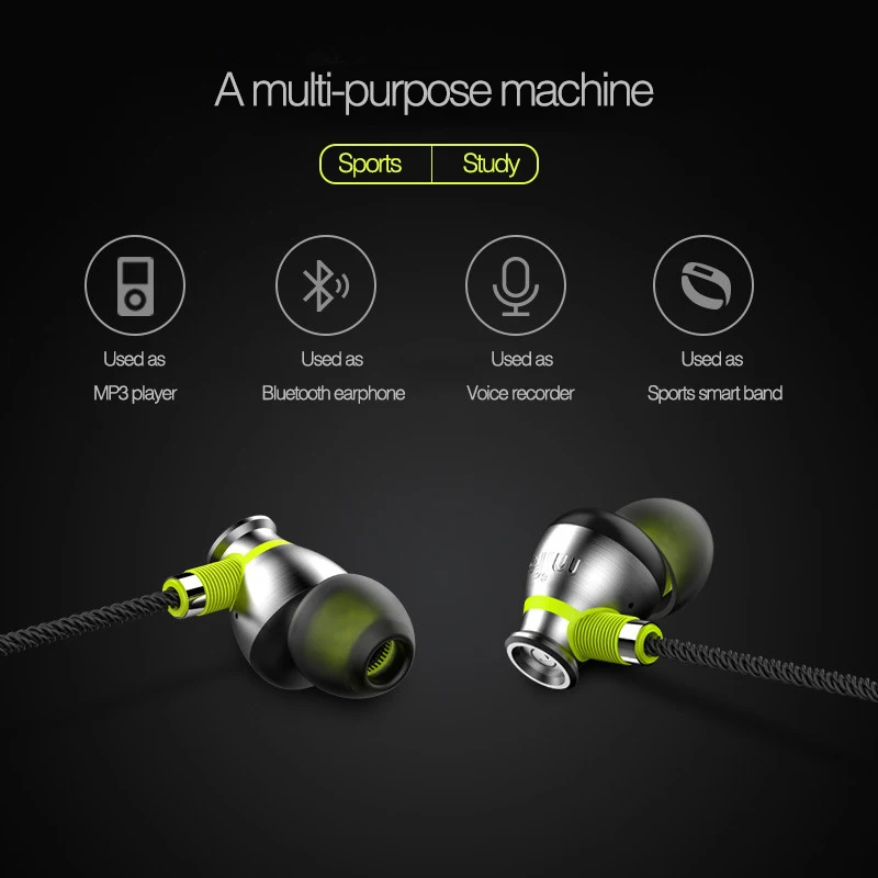 Yescool wearable sports Bluetooth 4.2 earphones IPX7 spill-resistant with smart APP support pedometer recording built in 8GB