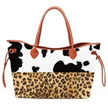 Лоскутная коровья леопардовая Сумка-тоут заготовок леопардовая Сумка-ристлет с леопардовым черепом Цветочная полосатая сумка подарок для невесты DOM1061226