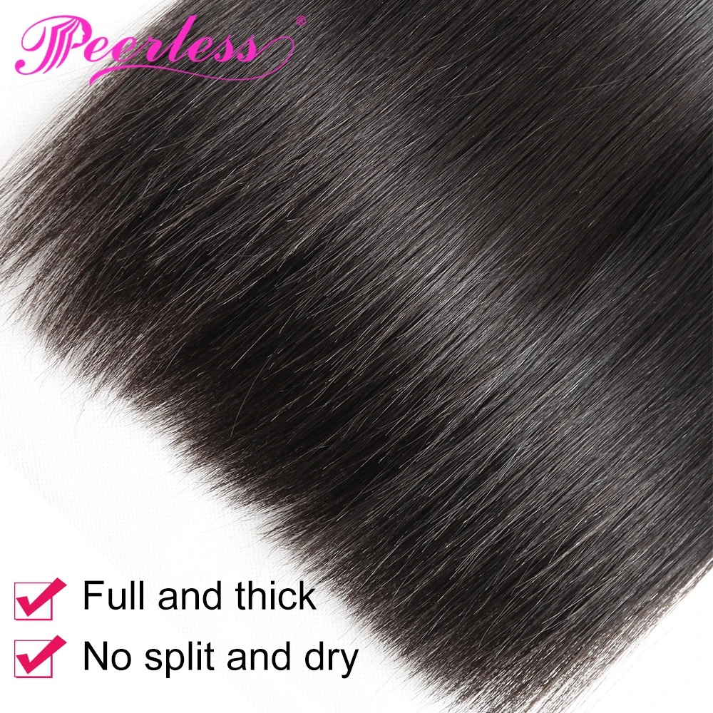 PEERLESS волосы бразильские remy прямые пучки с фронтальной 13*4 швейцарские кружева 100%
