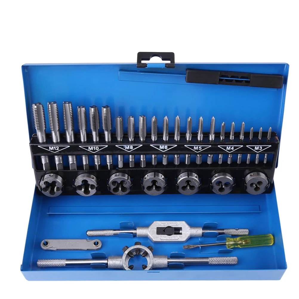 

32 Pcs Wrench Set Professional M3-M12 Machine Screw Die Bit Set Screw Thread Metric Plugs Taps Tool Wrench Set