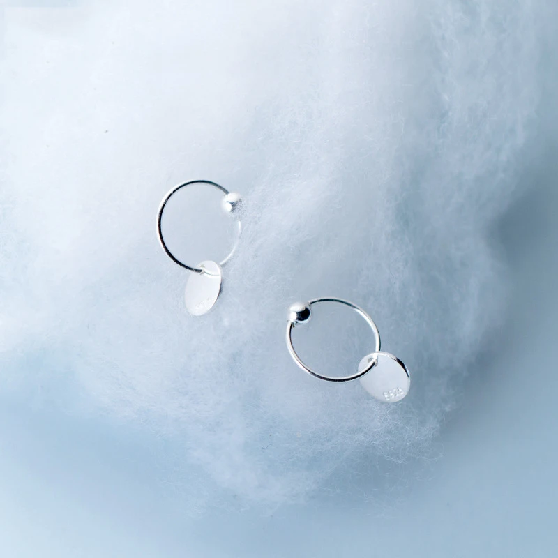 

New Authentic 925 Sterling Silver Delicate Round Pendant Earrings For Women Girl Female Sterling-silver-jewelry Fashion Gift