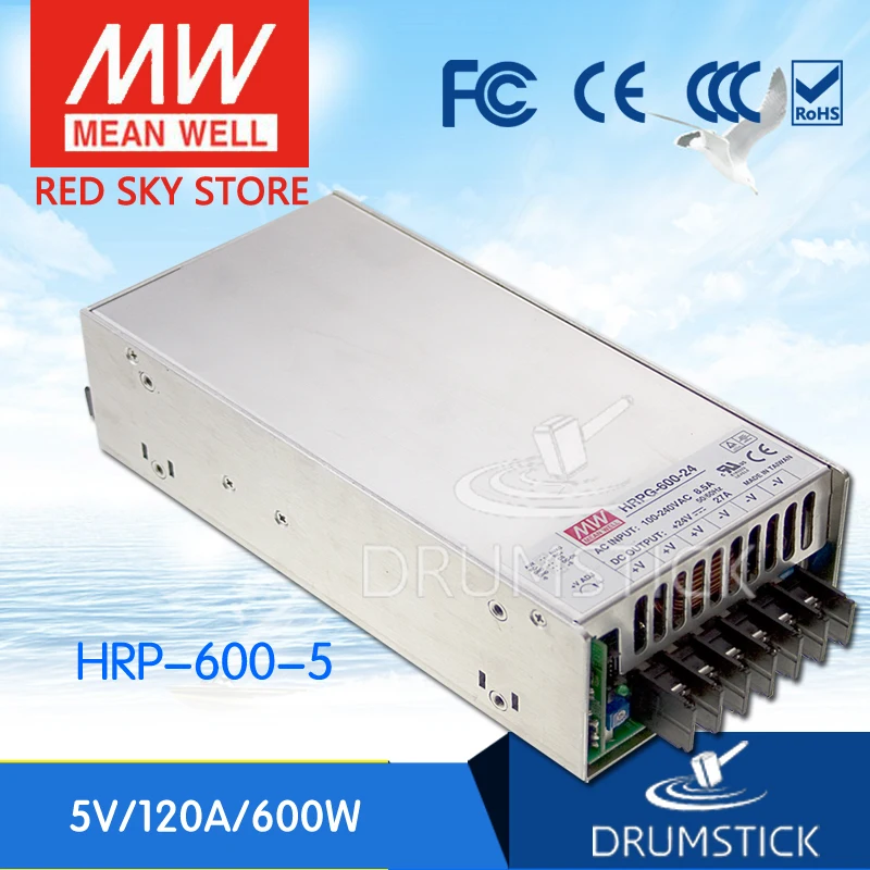 

Hot sale MEAN WELL HRP-600-5 5V 120A meanwell HRP-600 5V 600W Single Output with PFC Function Power Supply
