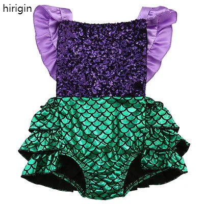 

Infant Baby Girl Sequins Mermaid Swimming Bodysuits Beachwear One Piece Ruffles Backless Patchwork Sunsuit Swimwear Swimsuits