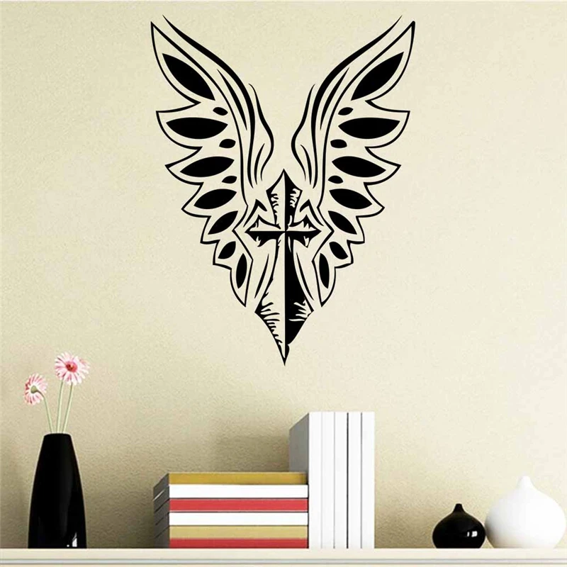 cross angel wings wall decals home decoration for living