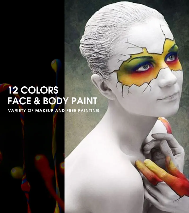 IMAGIC 12 Flash татуировки цвет+ 6 шт. краски кисточки Хэллоуин краска для лица и тела масла книги по искусству Косметика Make Up Set партии нарядное платье